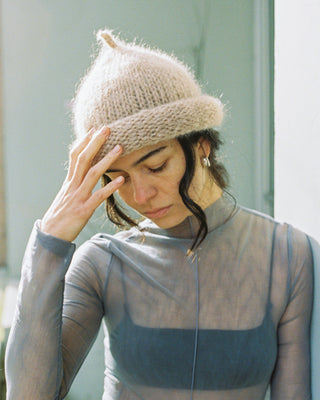 Roulé Handknit Toque Rose